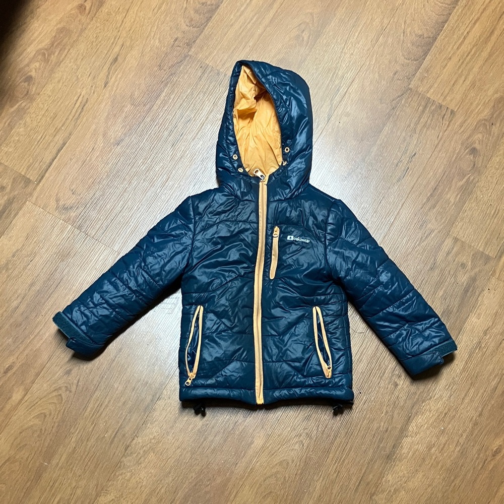 Kids Puffer Jacket - Blue and Orange